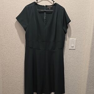 Lane Bryant Green V-neck Sheath Dress Midi
